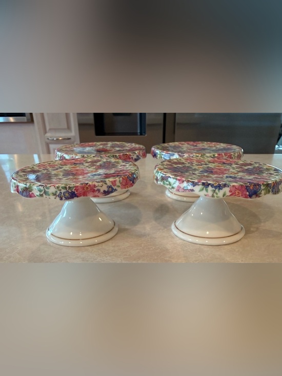 Grace'S Teaware Other - Floral Ceramic Mini Cake Stands - Set of 4